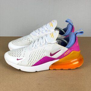 Nike Air Max 270 Easter Athletic Shoes Womens 10 White Fire Pink Laser Orange